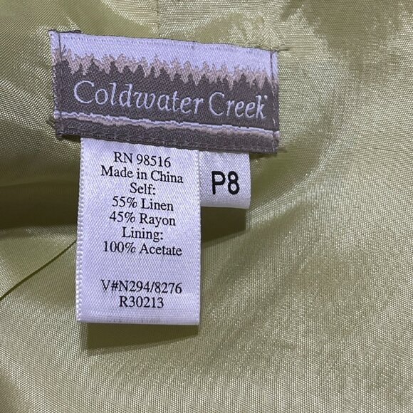 Coldwater Creek Linen Blend Jacket Y2K Chartrusse Size 8P Petite - Picture 4 of 6